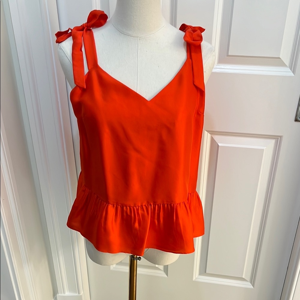 J. Crew Red Sleeveless Peplum Tank Top